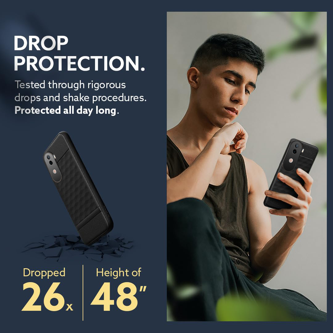 VIVO V40e 5G 3D Hexa Cube Design Drop Protection | Camera Protection  TPU Back Case