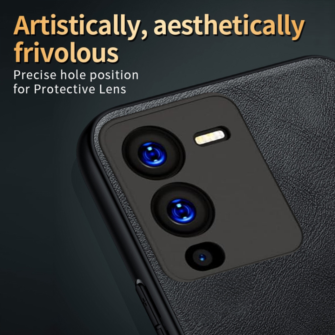 VIVO V25 Pro 5G Business Style PU LEATHER PROTECTIVE BACK CASE WITH CAMERA PROTECTION