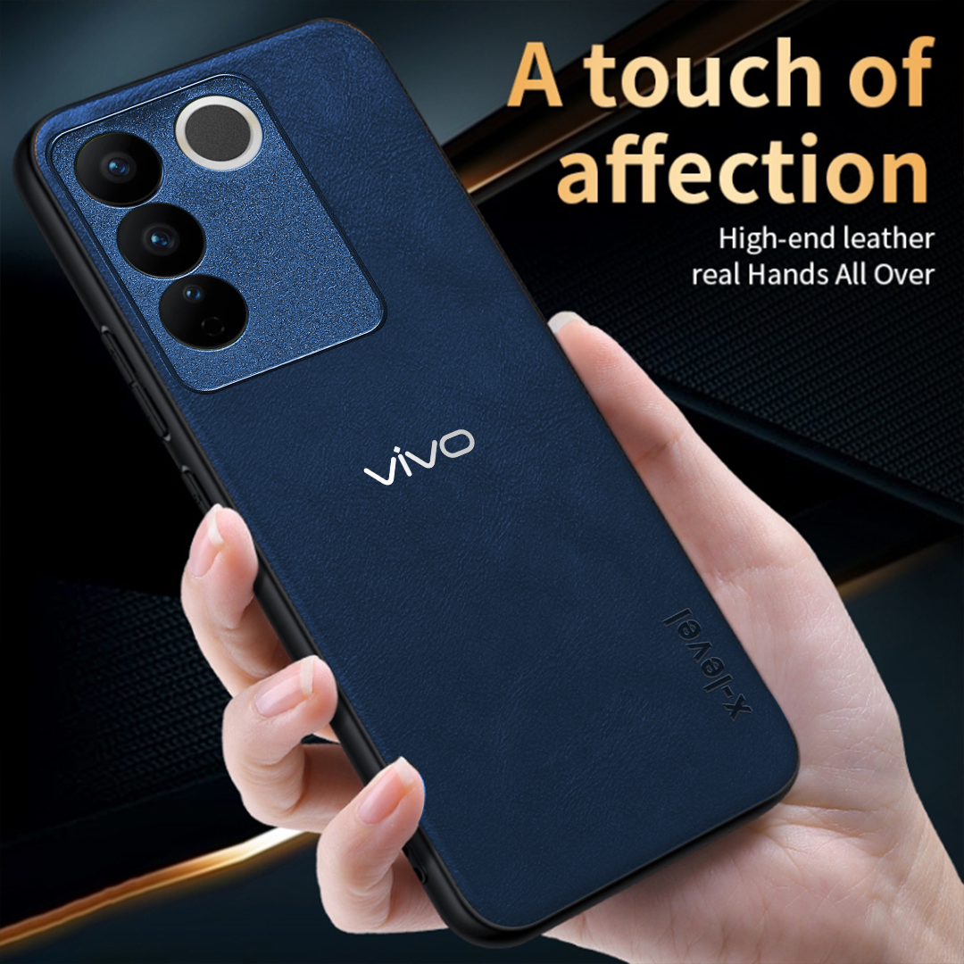 VIVO Y200E 5G Business Style PU LEATHER PROTECTIVE BACK CASE WITH CAMERA PROTECTION