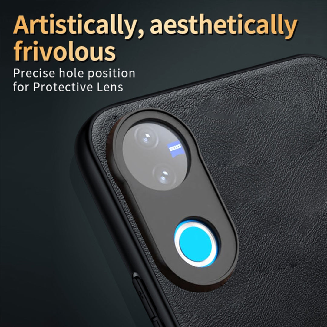 VIVO V50 5G Business Style PU LEATHER PROTECTIVE BACK CASE WITH CAMERA PROTECTION