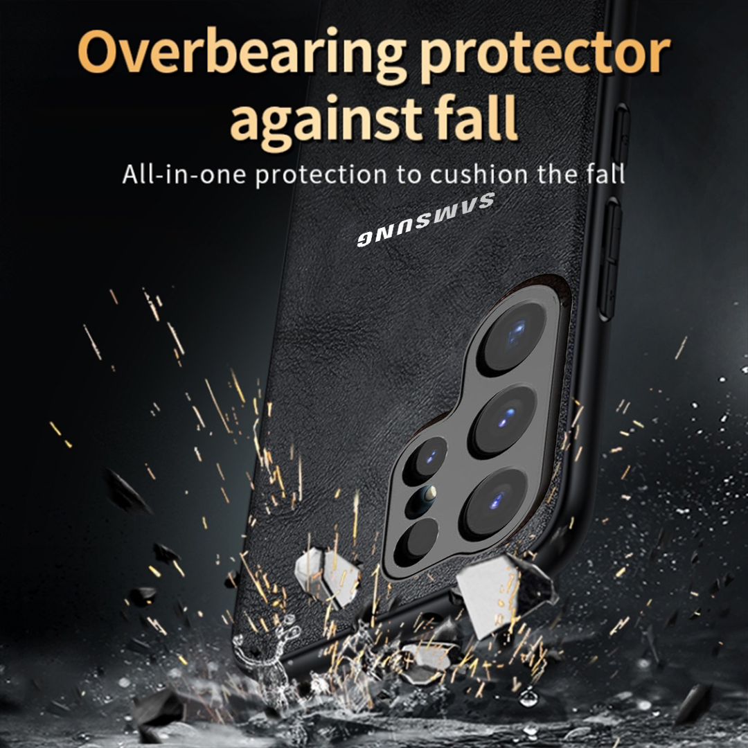 Samsung Galaxy S22 ULTRA 5G BUSINESS STYLE PU LEATHER PROTECTIVE BACK CASE WITH CAMERA PROTECTION