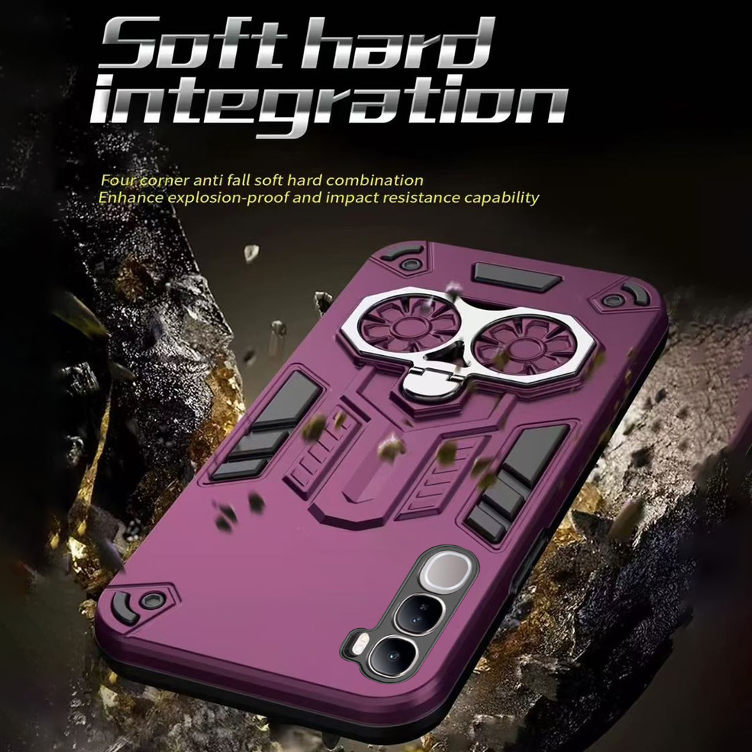 Vivo Y300 5G Armor knight Series Camera Protection 2 in 1 Shockproof Phone Cover with Kickstand