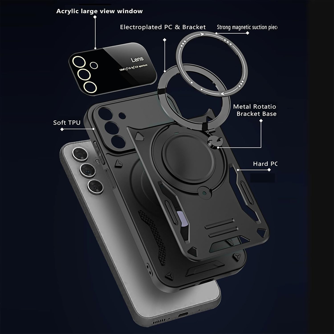 SAMSUNG GALAXY A35 5G Heavy Duty Rugged Shockproof Camera Lens Protector Phone Cover with Kickstand