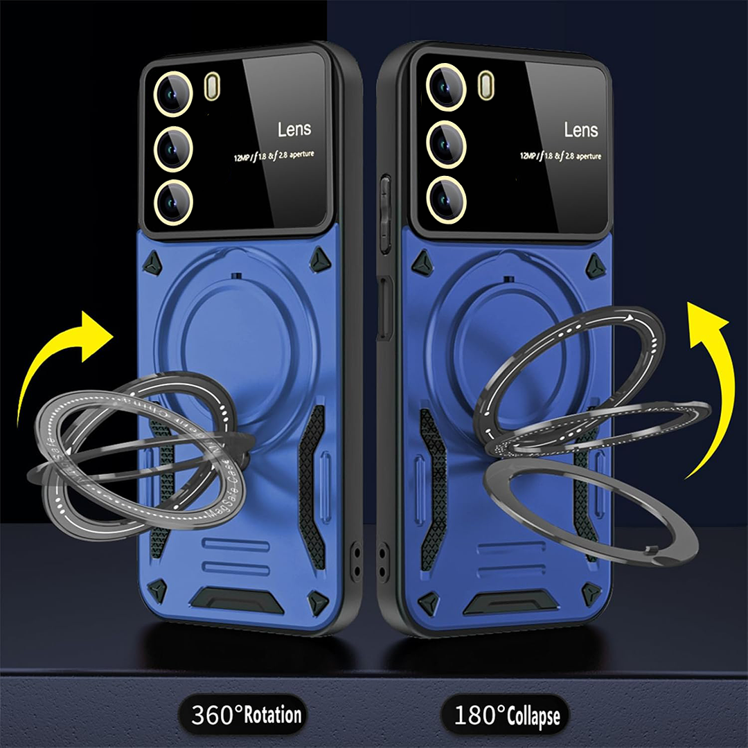 Oppo Reno 12 5G Heavy Duty Rugged Shockproof Camera Lens Protector Phone Cover with Kickstand