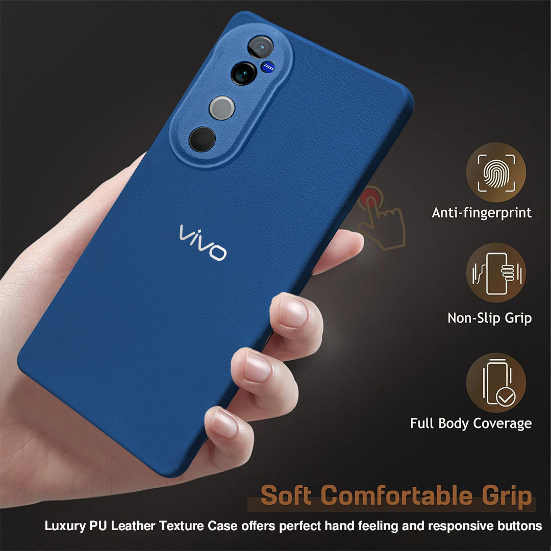 VIVO V40 5G Solid Color Leather Texture Matte Phone Back Case