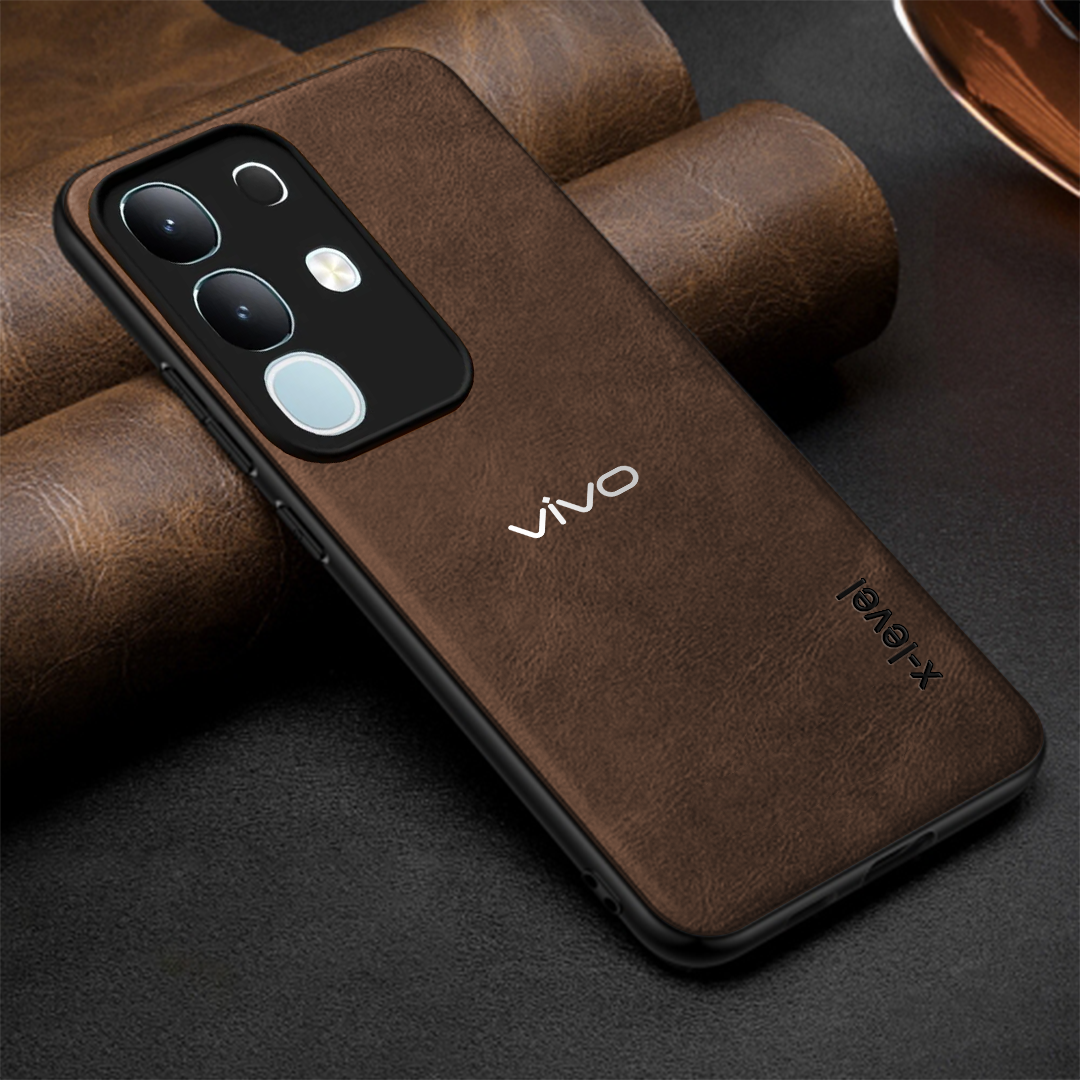 VIVO T4x 5G  Business Style  PU LEATHER PROTECTIVE BACK CASE WITH CAMERA PROTECTION