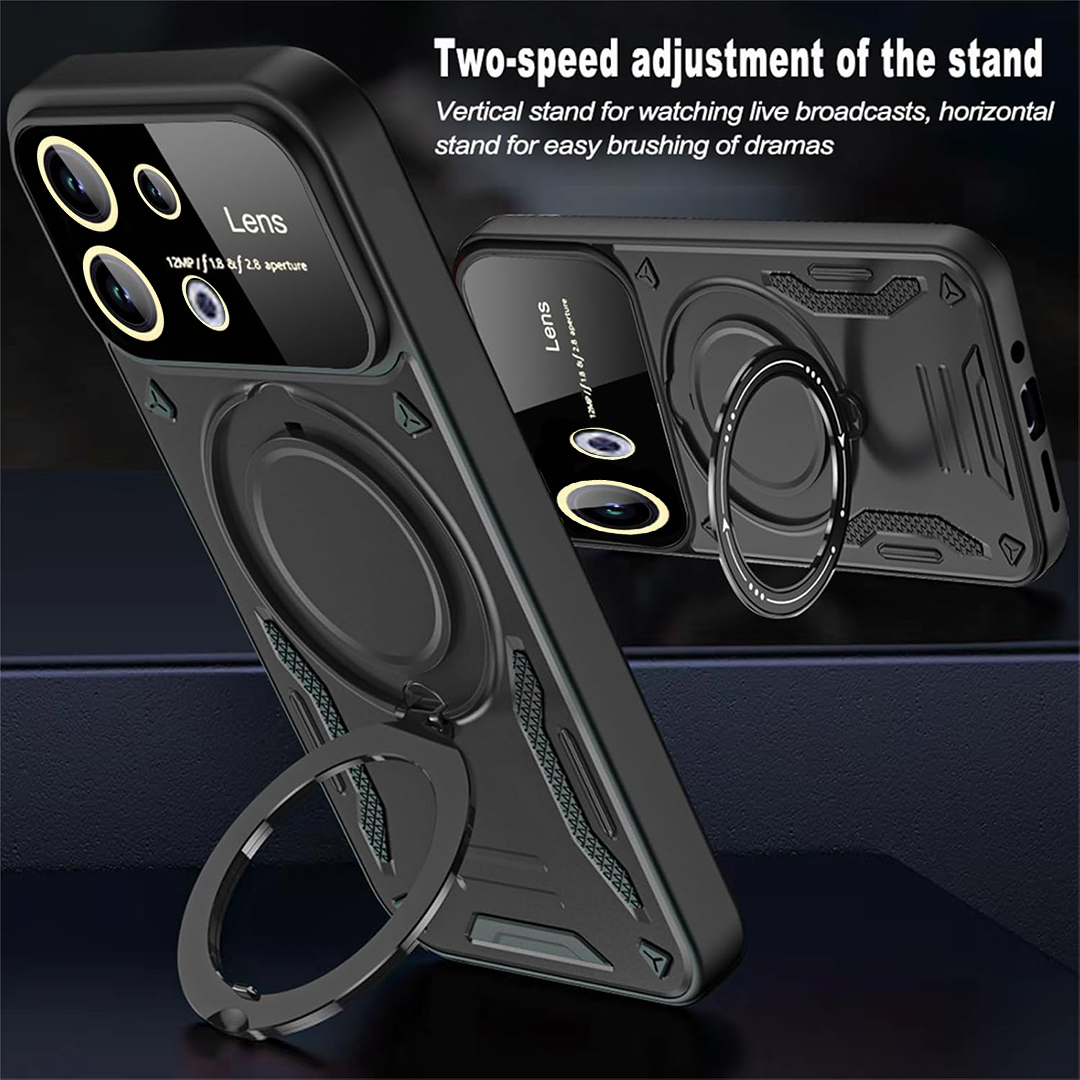 Oppo Reno 13 5G Heavy Duty Rugged Shockproof Camera Lens Protector Phone Cover with Kickstand