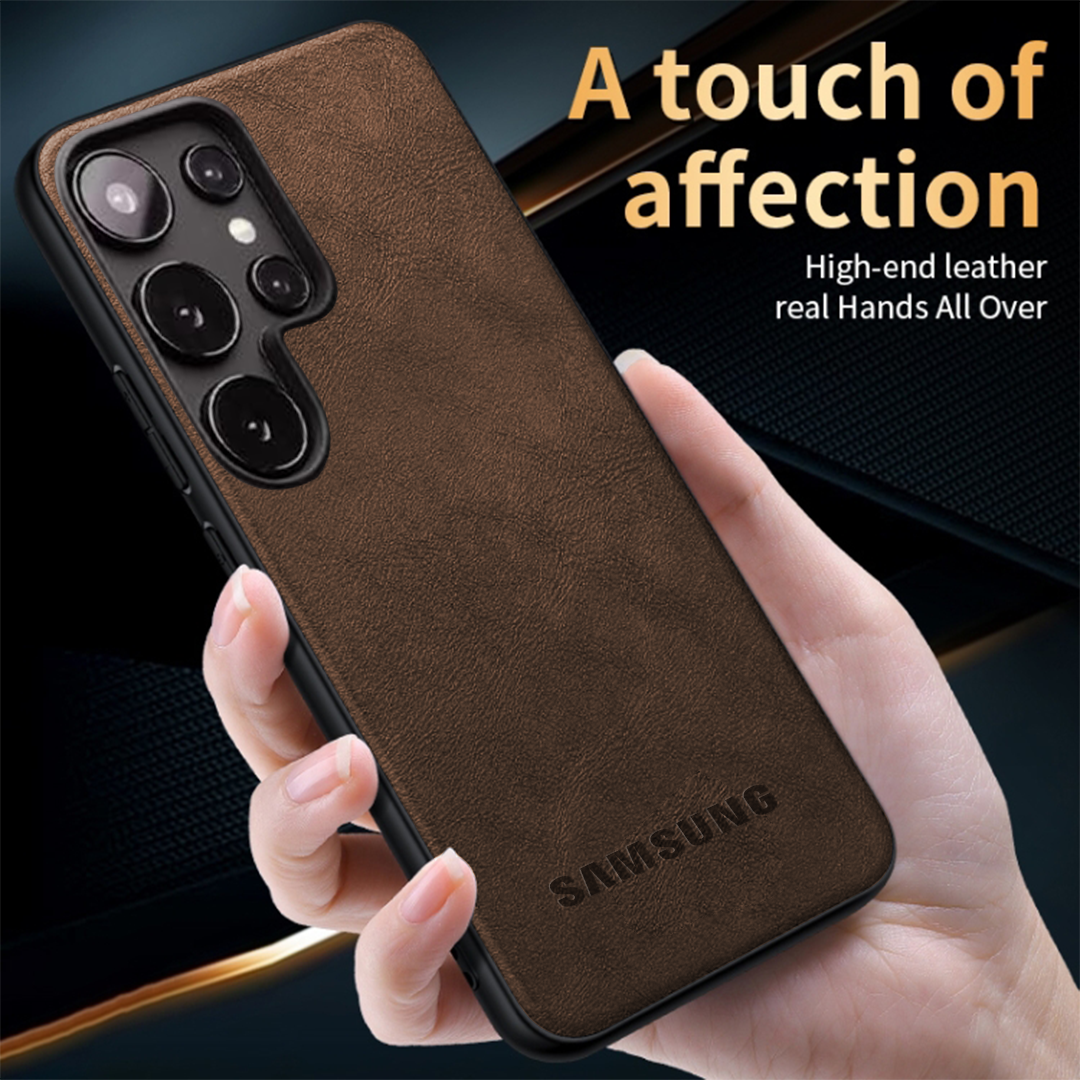 Samsung Galaxy S25 ULTRA 5G Drop Protection | Imposed Logo|Raised Camera Edges Protective Back Leather Case