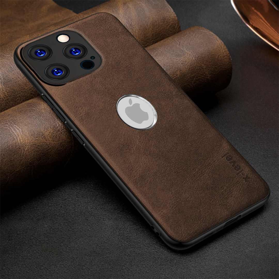 IPHONE 15 PRO 5G Business Style PU LEATHER PROTECTIVE BACK CASE WITH CAMERA PROTECTION