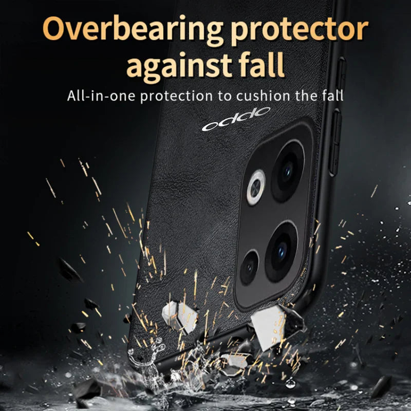 OPPO RENO 13 5G Business Style PU LEATHER PROTECTIVE BACK CASE WITH CAMERA PROTECTION