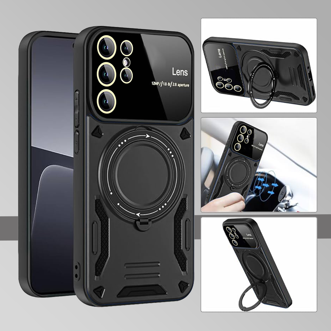 SAMSUNG GALAXY S24 Ultra 5G Heavy Duty Rugged Shockproof Camera Lens Protector Phone Cover with Kickstand