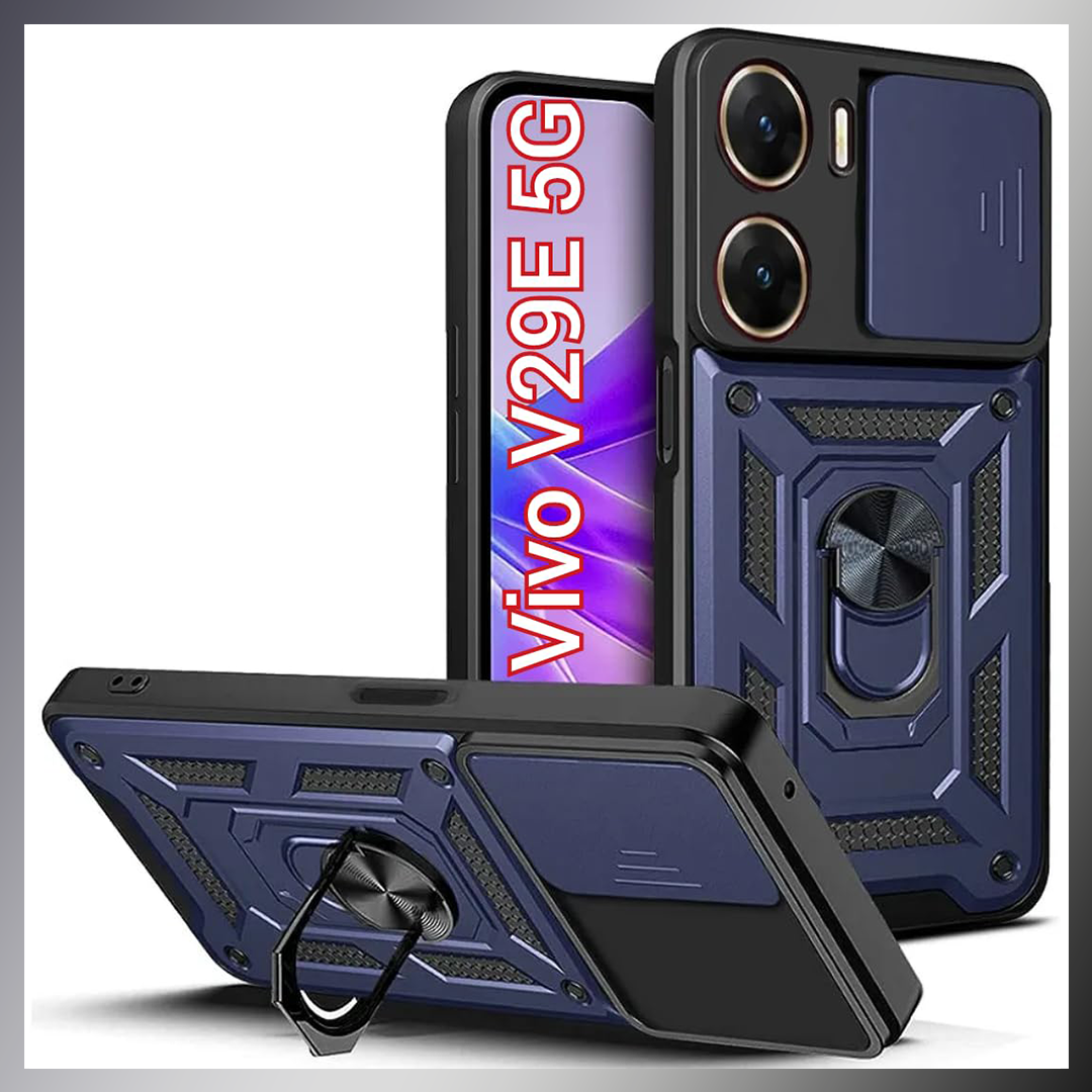 VIVO V29E 5G Armor Military-grade Case With Sliding Camera Cover & 360 Kickstand-BLACK