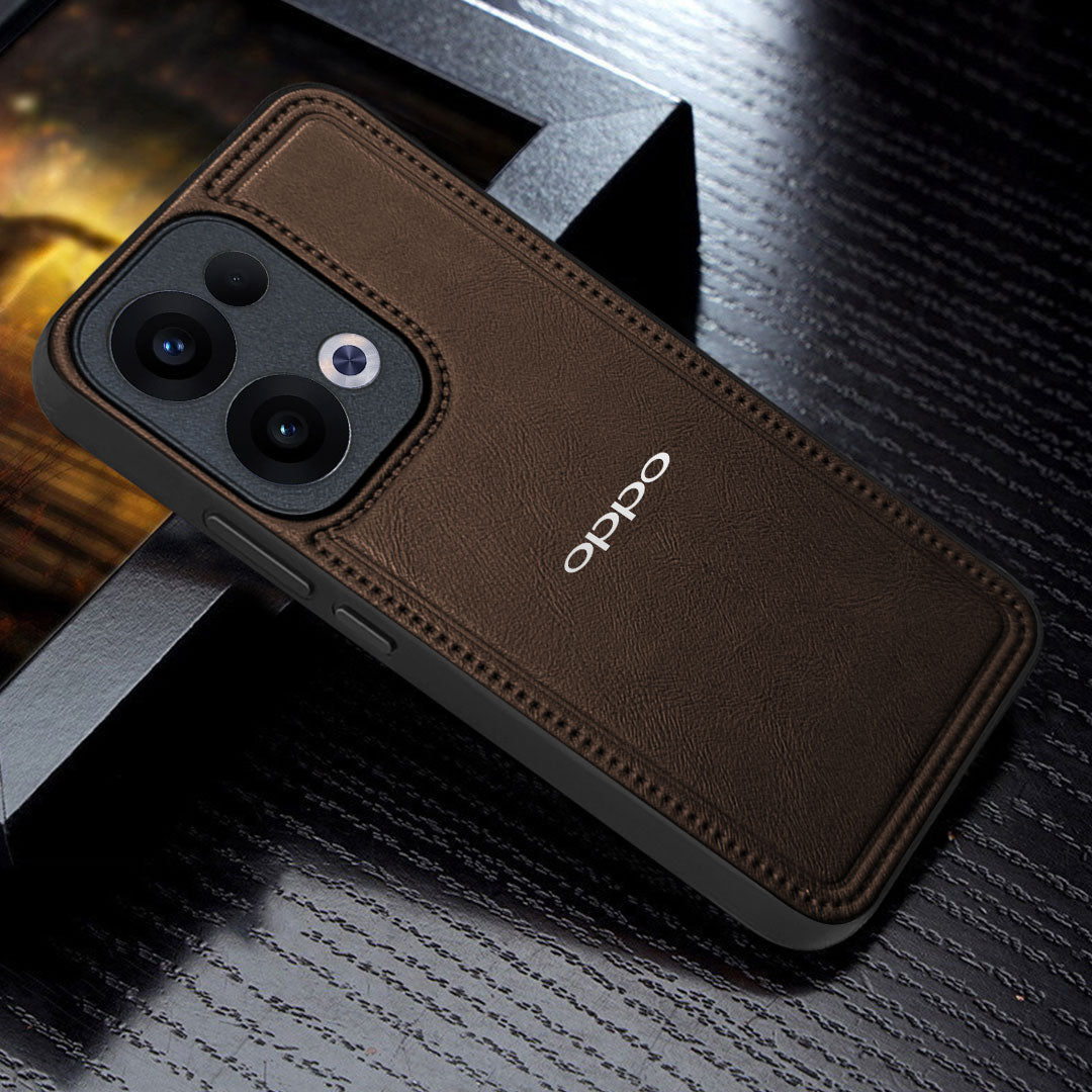 OPPO RENO 13 5G Vintage Leather Stitched Protective Back Case