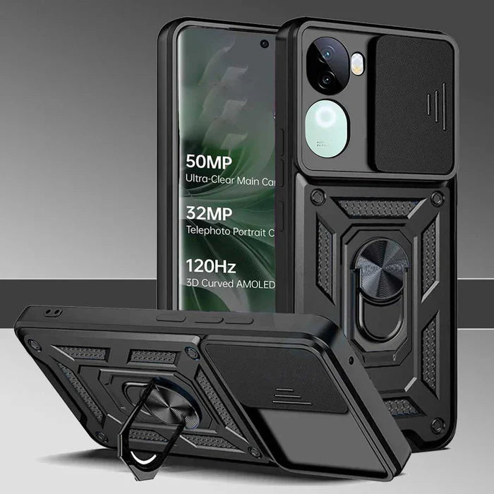 VIVO V40E 5G Armor Military-grade Case With Sliding Camera Cover & 360 Kickstand