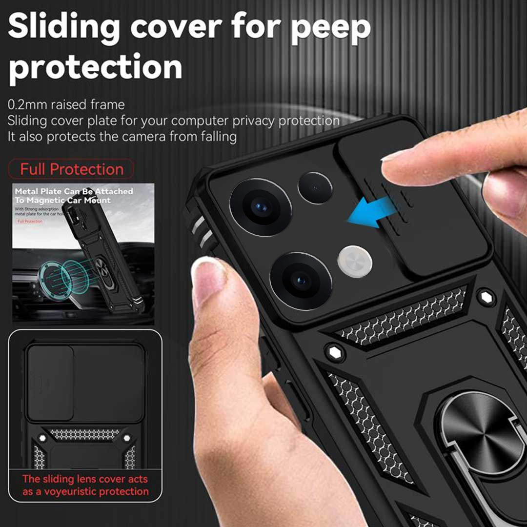 OPPO RENO 13 5G Armor Military-grade Case With Sliding Camera Cover & 360 Kickstand