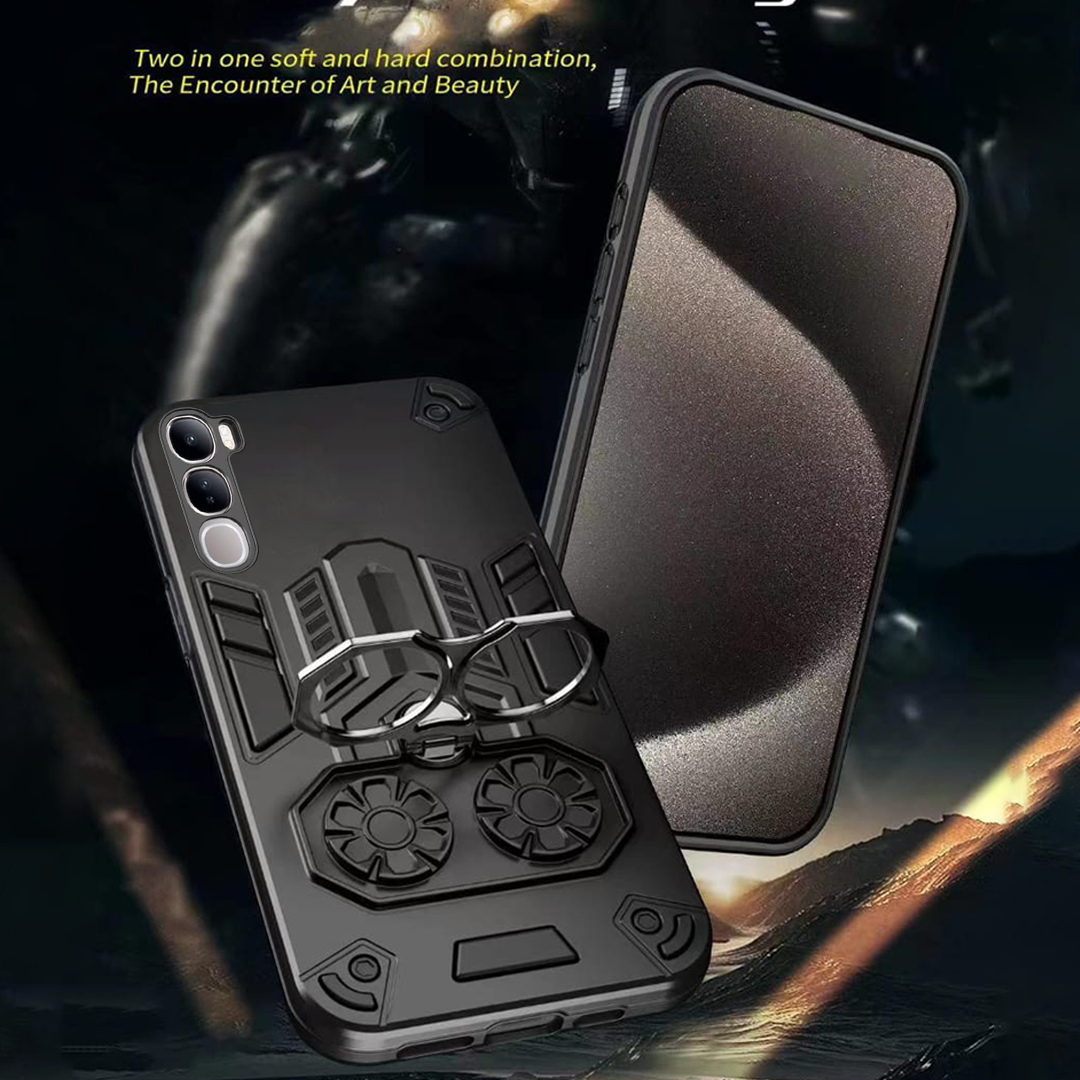 Vivo Y300 5G Armor knight Series Camera Protection 2 in 1 Shockproof Phone Cover with Kickstand