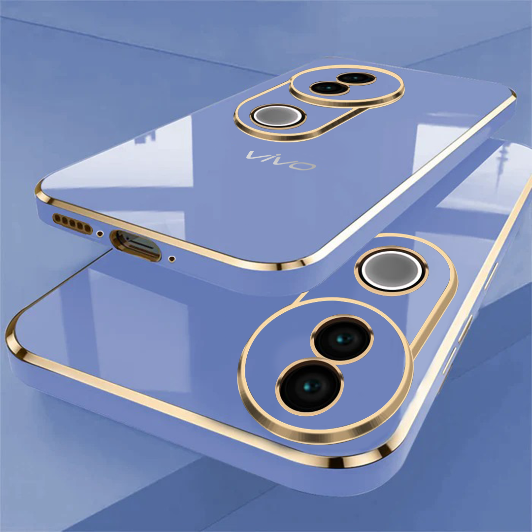 VIVO V50 5G ULTRA-SHINE GOLD ELECTROPLATED LUXURIOUS  BACK CASE WITH CAMERA PROTECTION