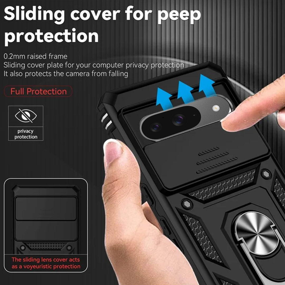 GOOGLE PIXEL 8 5G Armor Military-grade Case With Sliding Camera Cover & 360 Kickstand