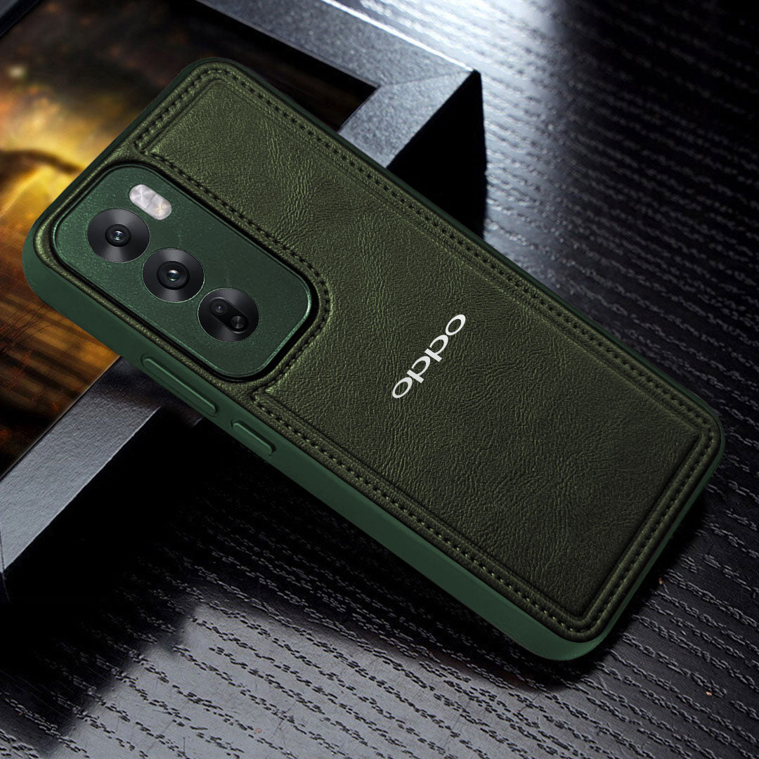 OPPO RENO 12 5G Vintage Leather Stitched Protective Back Case