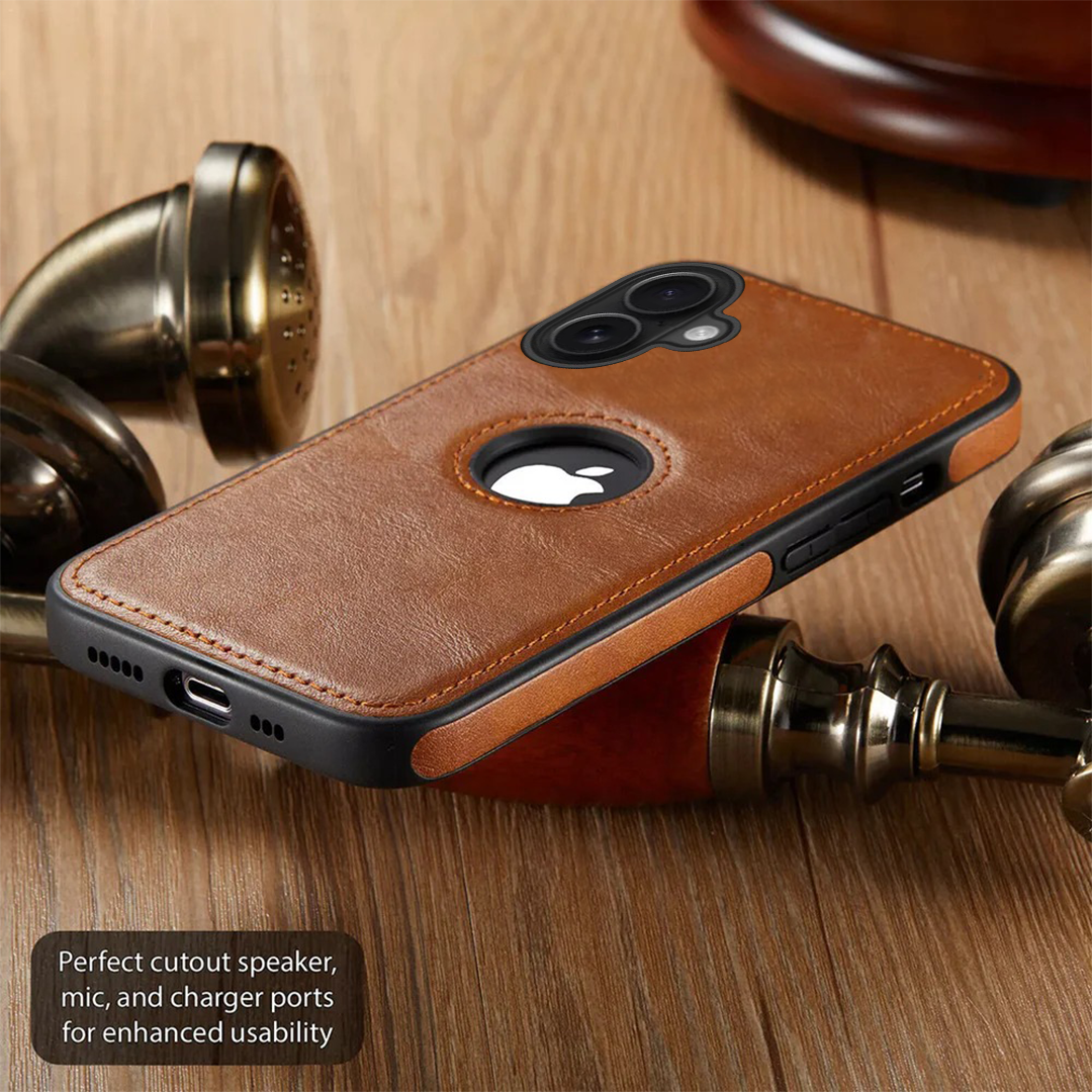 IPHONE 16 5G Drop Protection | Raised Camera Edges Protective Back Leather Case