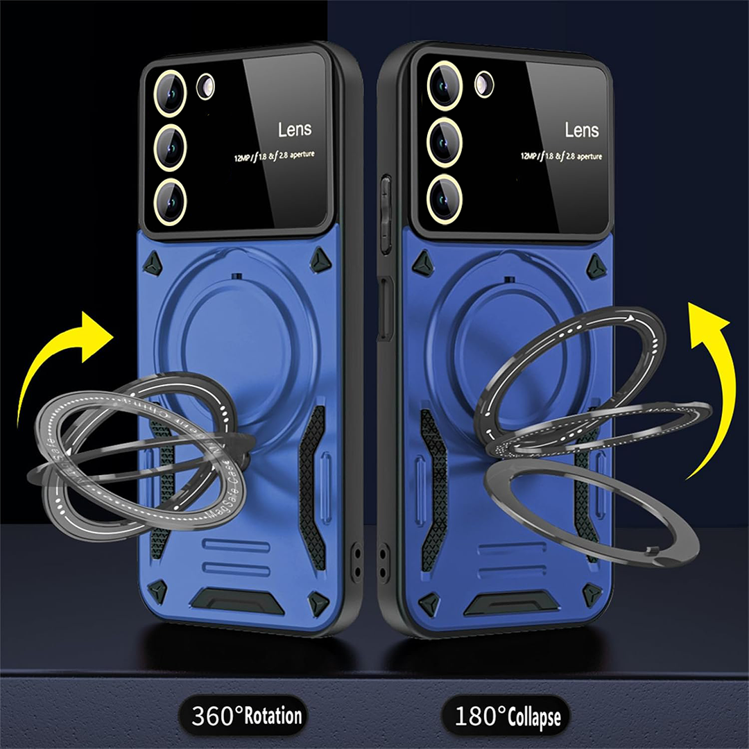 SAMSUNG GALAXY S23 5G Heavy Duty Rugged Shockproof Camera Lens Protector Phone Cover with Kickstand