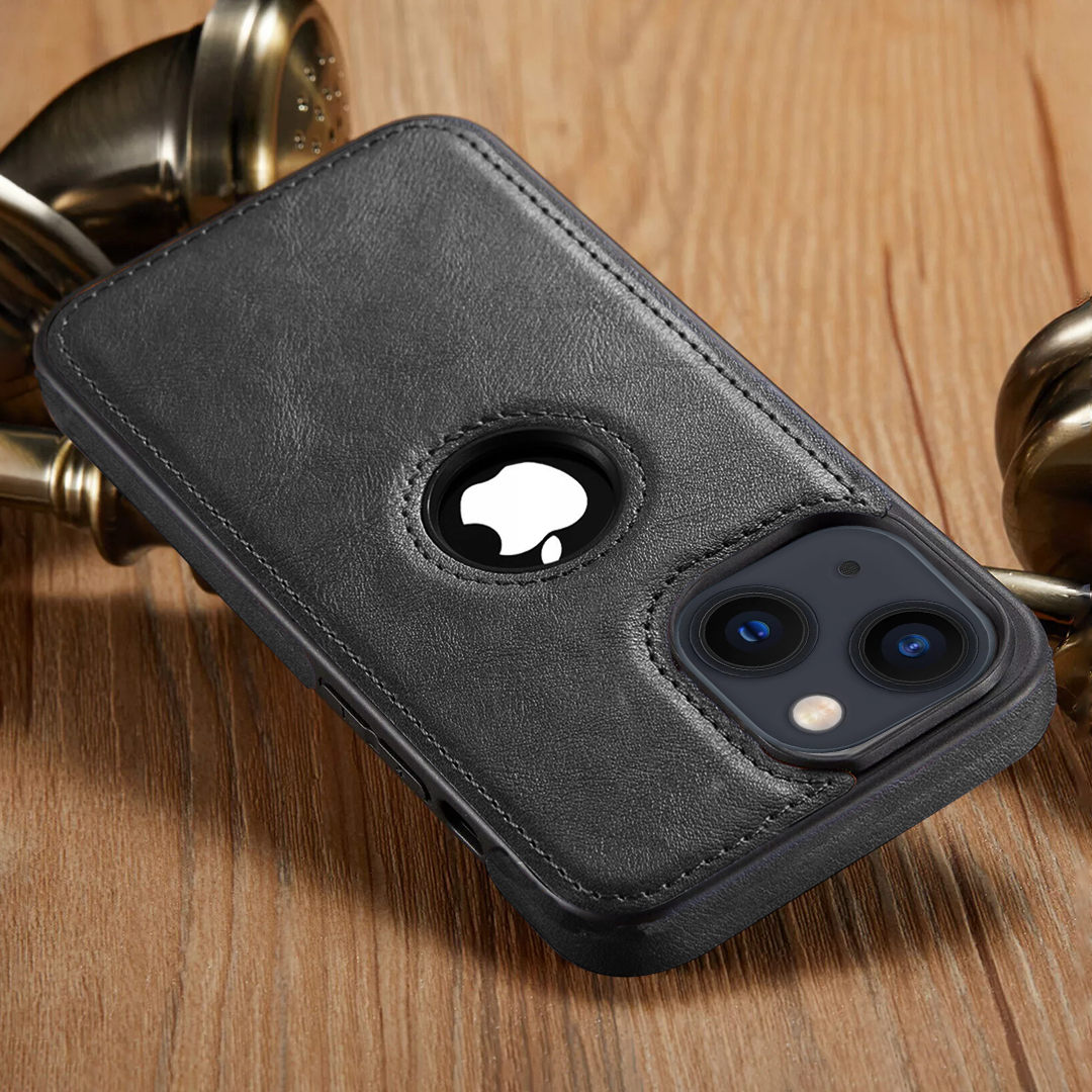 IPHONE 15 5G Drop Protection | Raised Camera Edges Protective Back Leather Case