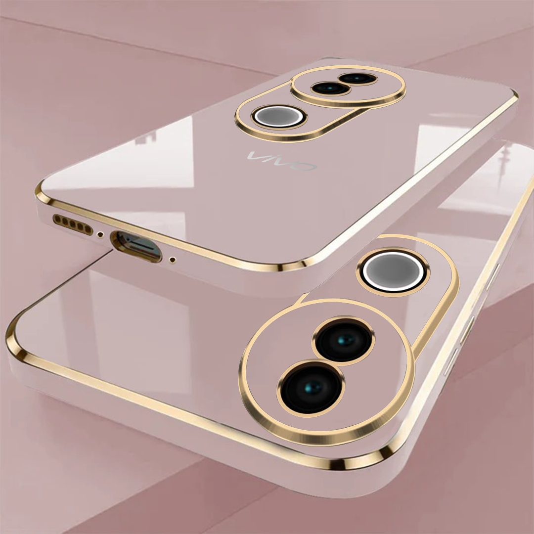 VIVO V50 PRO 5G ULTRA-SHINE GOLD ELECTROPLATED LUXURIOUS  BACK CASE WITH CAMERA PROTECTION