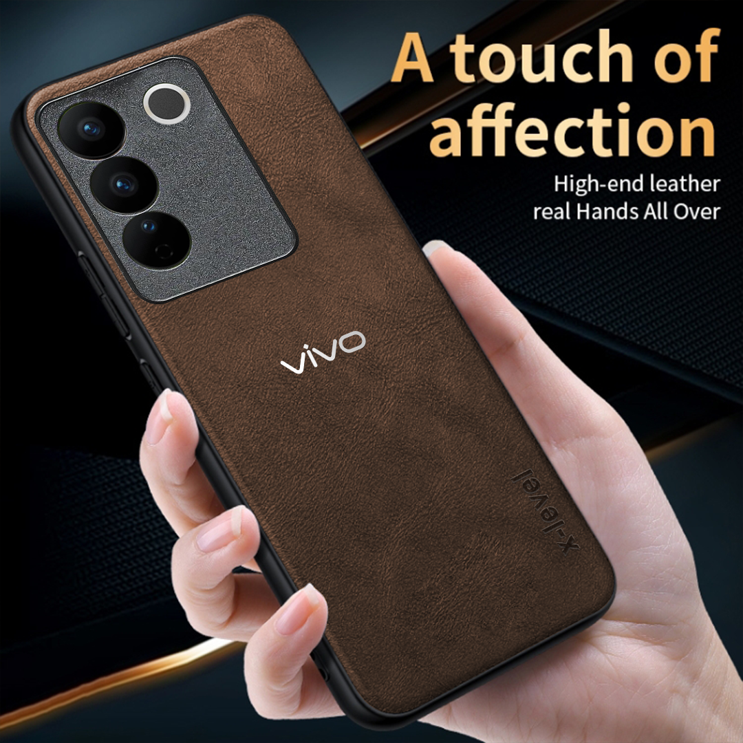 VIVO Y200 5G Business Style PU LEATHER PROTECTIVE BACK CASE WITH CAMERA PROTECTION
