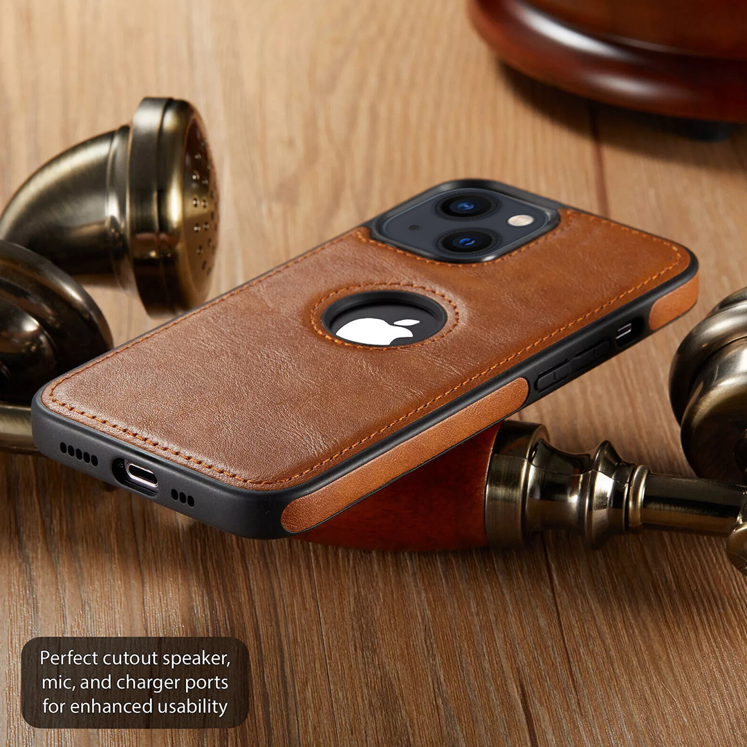 IPHONE 15 5G Drop Protection | Raised Camera Edges Protective Back Leather Case