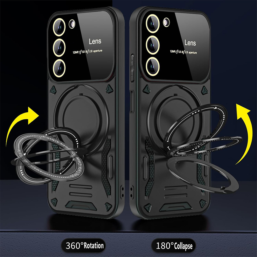 SAMSUNG GALAXY S23 5G Heavy Duty Rugged Shockproof Camera Lens Protector Phone Cover with Kickstand