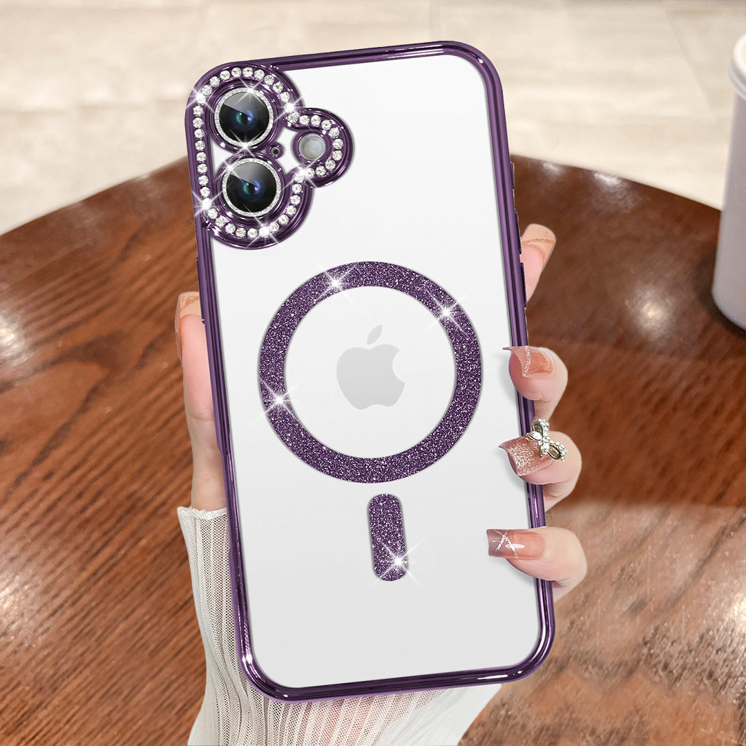 IPHONE 16 5G Diamond Gradient Plated MagSafe TPU With Camera Lens Protection Phone Case