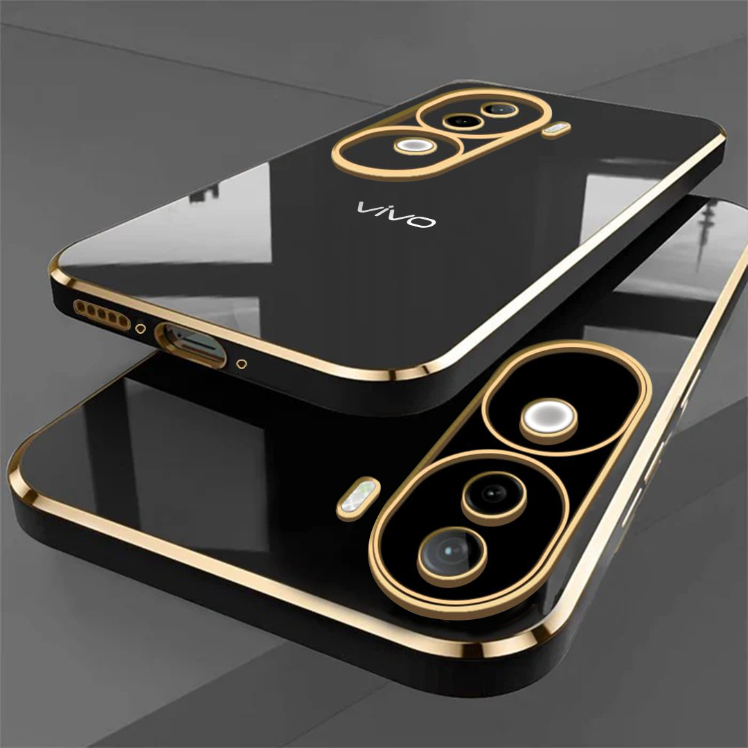 VIVO V40E 5G GOLD ELECTROPLATED LUXURIOUS  BACK CASE WITH CAMERA PROTECTION