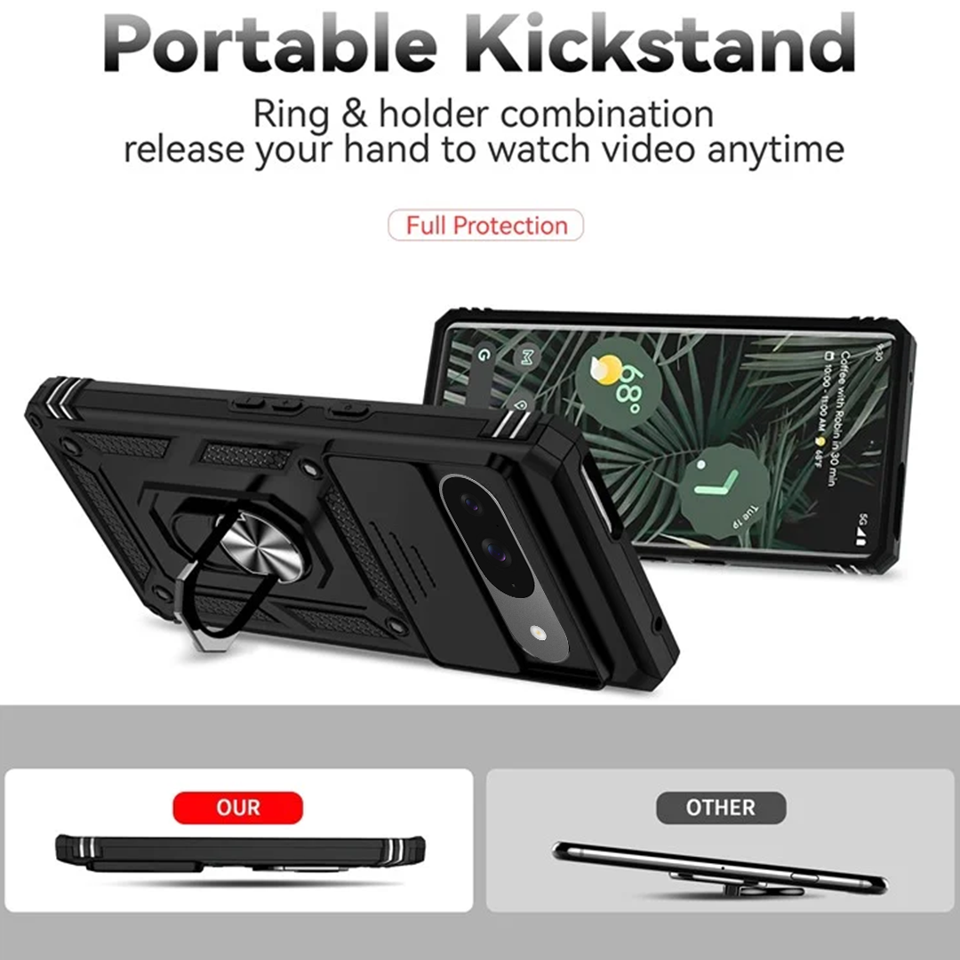 GOOGLE PIXEL 8 5G Armor Military-grade Case With Sliding Camera Cover & 360 Kickstand