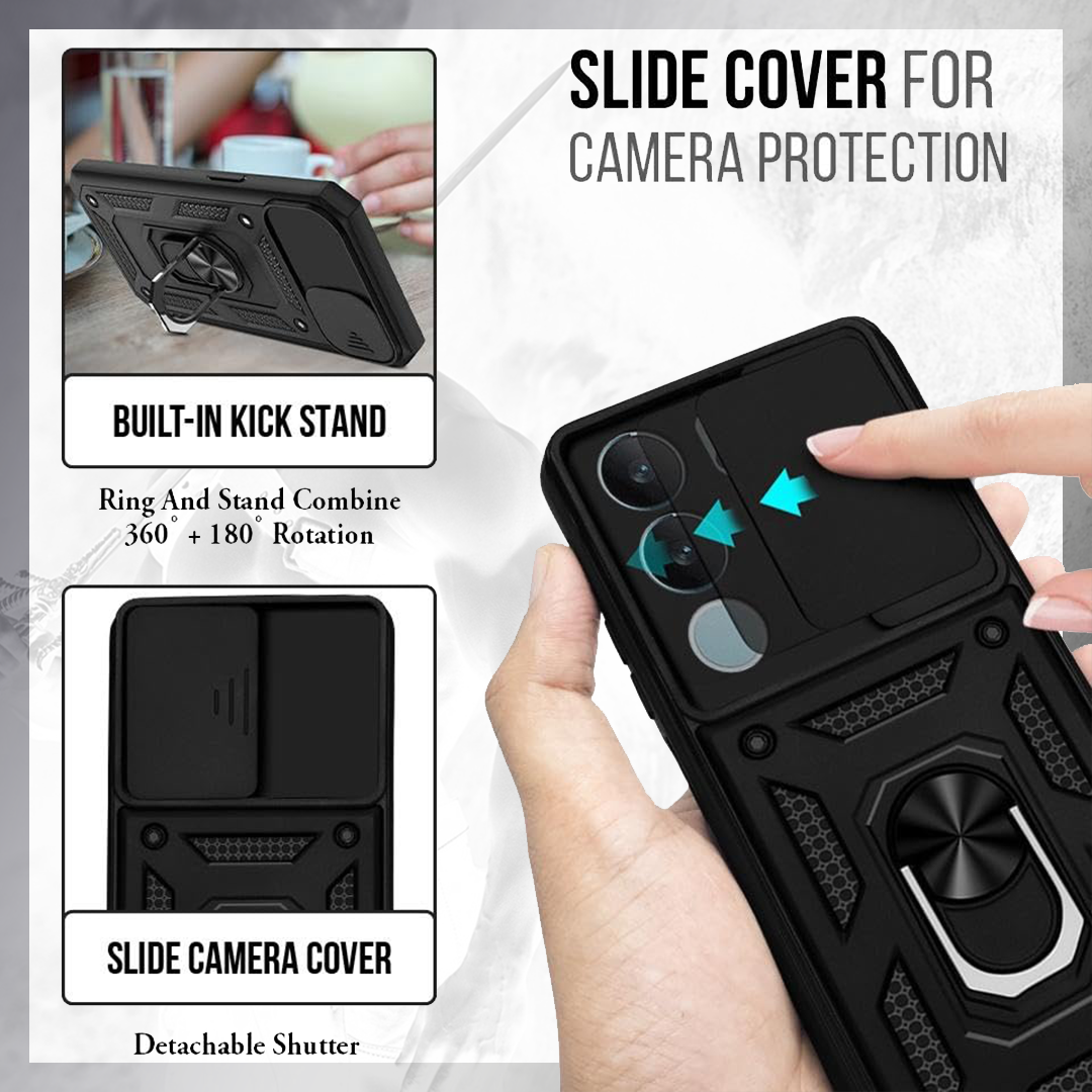 VIVO V29 PRO 5G Armor Military-grade Case With Sliding Camera Cover & 360 Kickstand