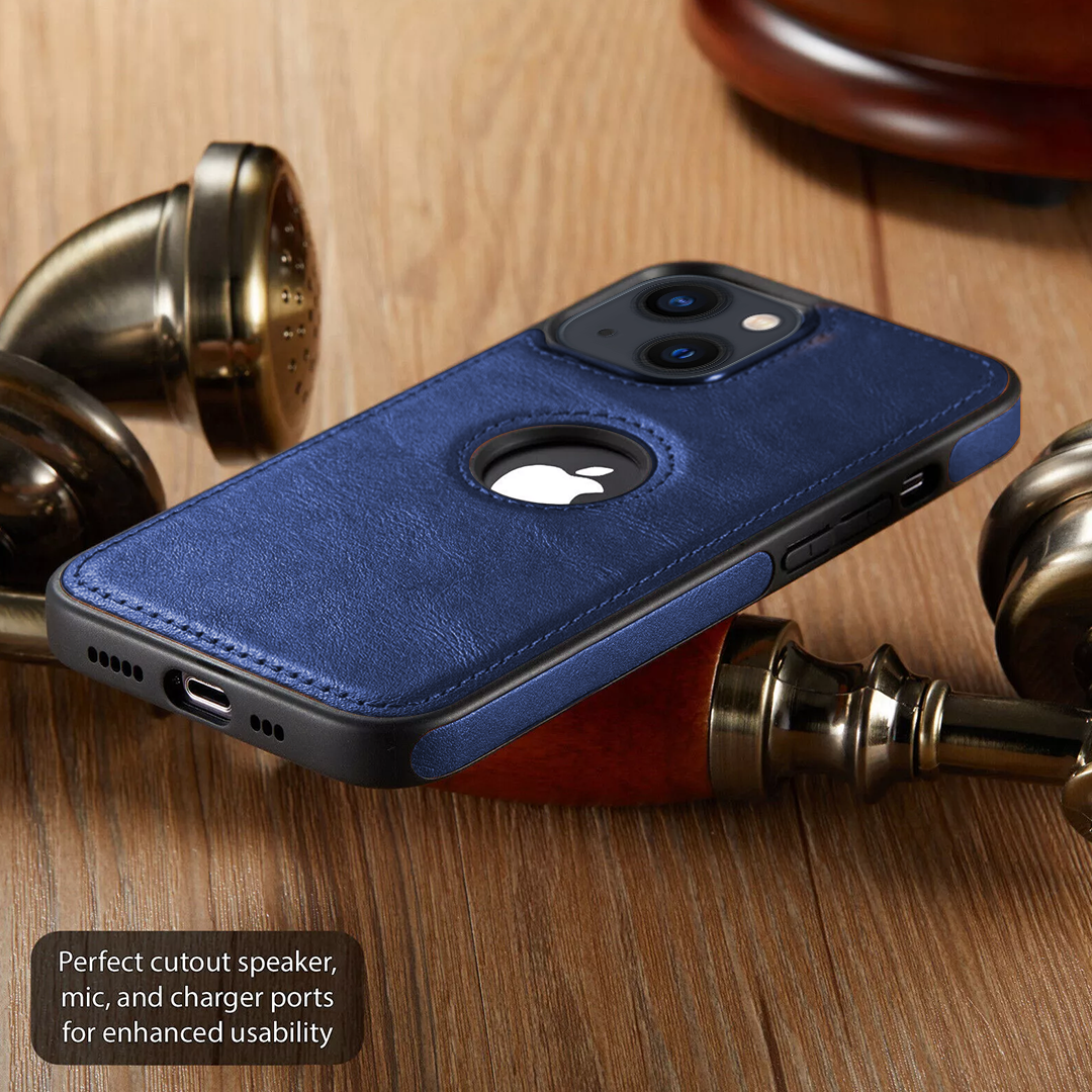 IPHONE 14 5G Drop Protection | Raised Camera Edges Protective Back Leather Case