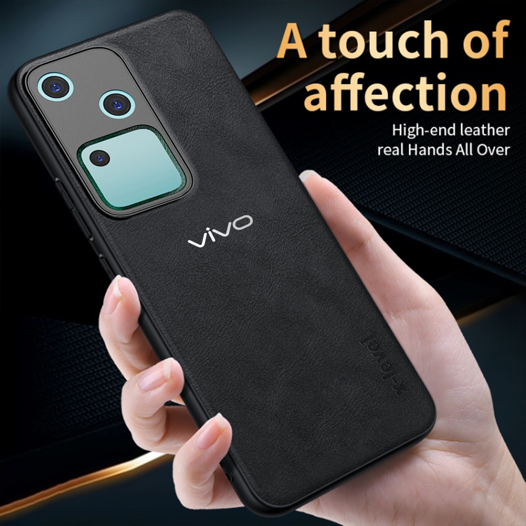 VIVO V30 5G Business Style PU LEATHER PROTECTIVE BACK CASE WITH CAMERA PROTECTION