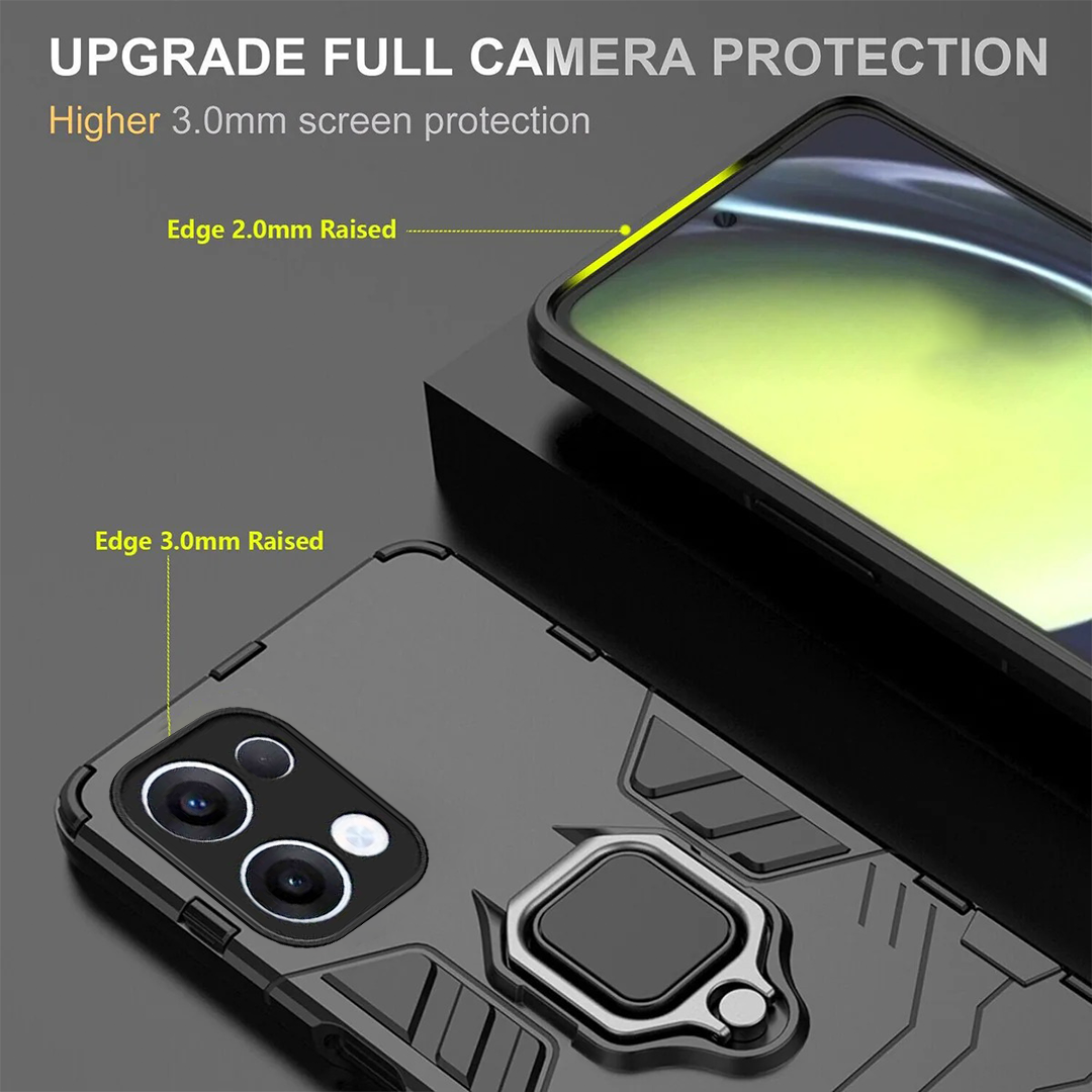 OPPO RENO 13 5G Black Panther Metal Bracket Shockproof Protective Back Case