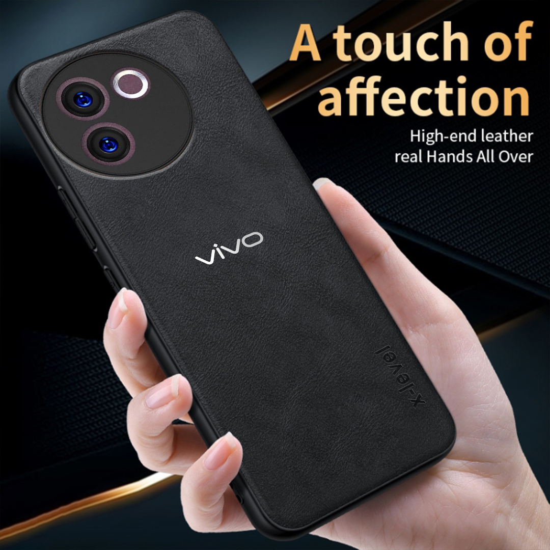 VIVO V30E 5G Business Style PU LEATHER PROTECTIVE BACK CASE WITH CAMERA PROTECTION