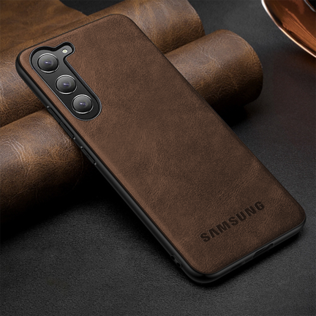 Samsung Galaxy S25 5G Drop Protection | Imposed Logo|Raised Camera Edges Protective Back Leather Case