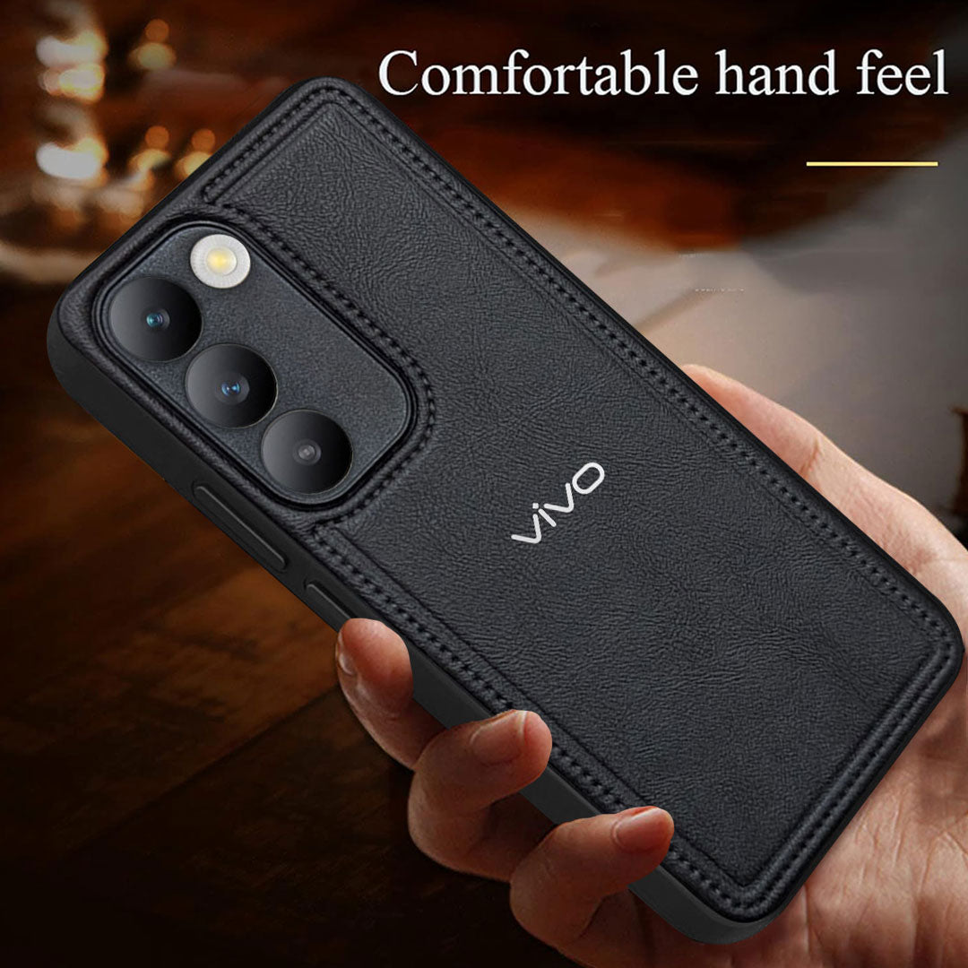 VIVO Y200E 5G Vintage Leather Stitched Protective Back Case