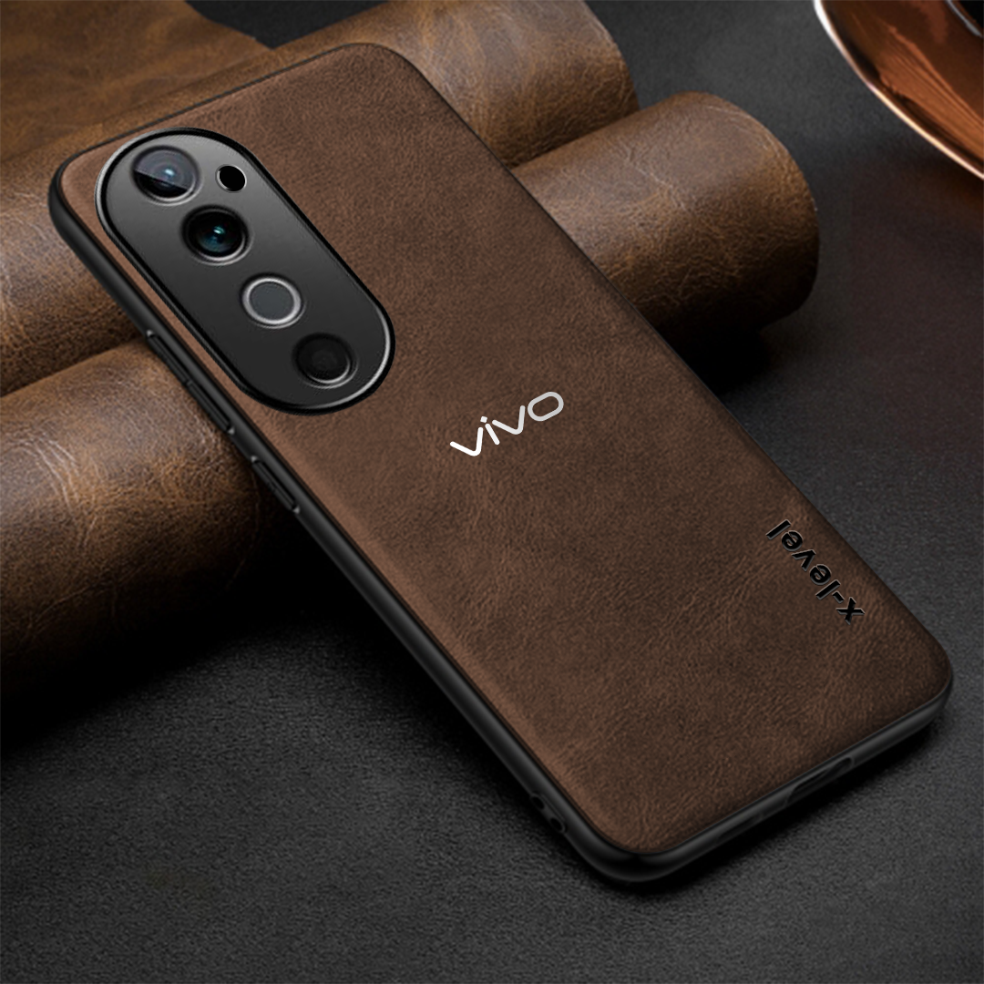 VIVO V40 5G Business Style PU LEATHER PROTECTIVE BACK CASE WITH CAMERA PROTECTION