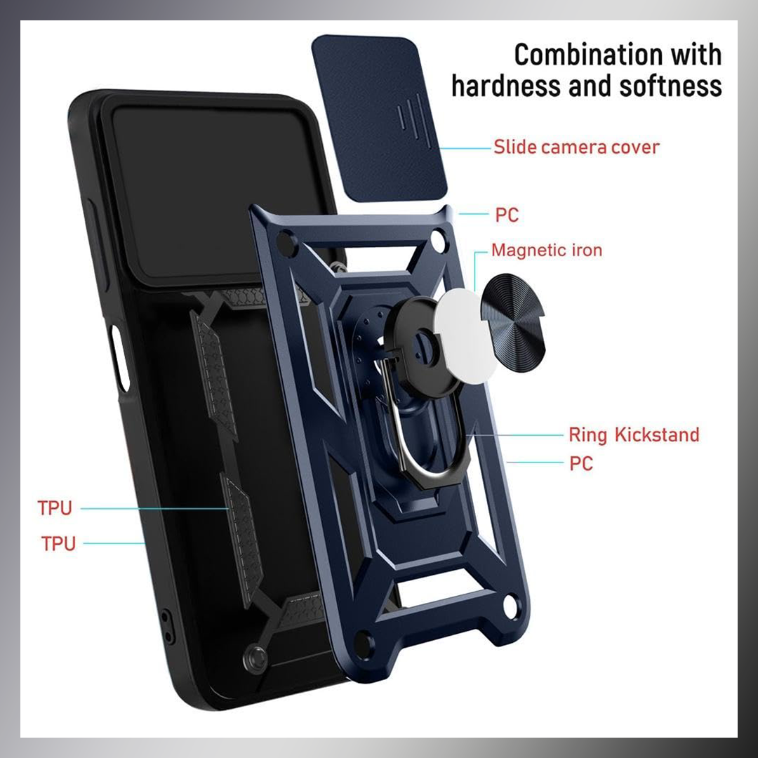 VIVO V29 PRO 5G Armor Military-grade Case With Sliding Camera Cover & 360 Kickstand