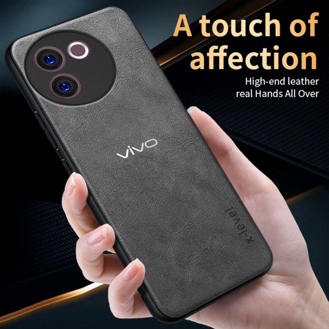 VIVO V30E 5G Business Style PU LEATHER PROTECTIVE BACK CASE WITH CAMERA PROTECTION