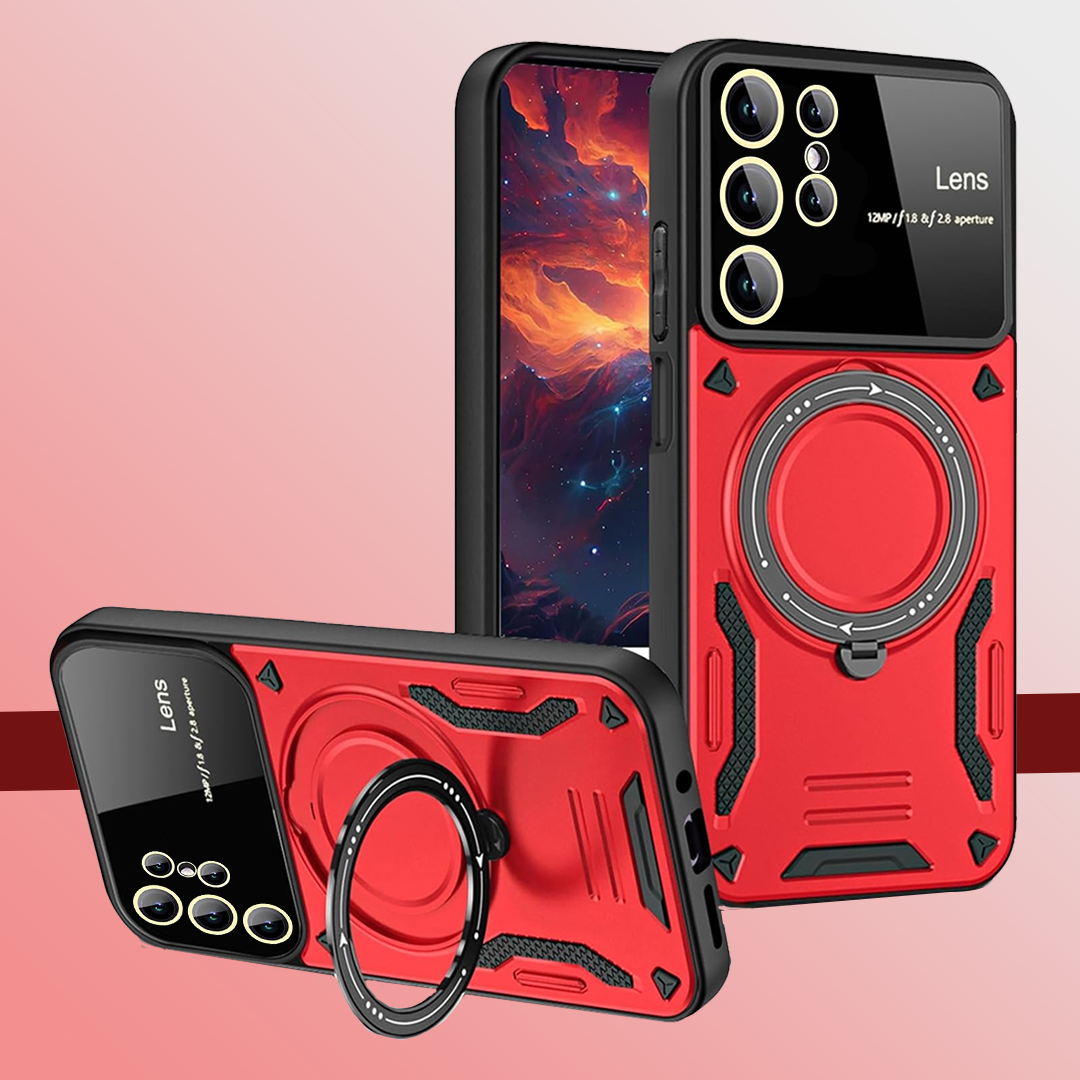 SAMSUNG GALAXY S25 Ultra 5G Heavy Duty Rugged Shockproof Camera Lens Protector Phone Cover with Kickstand - Hover Image