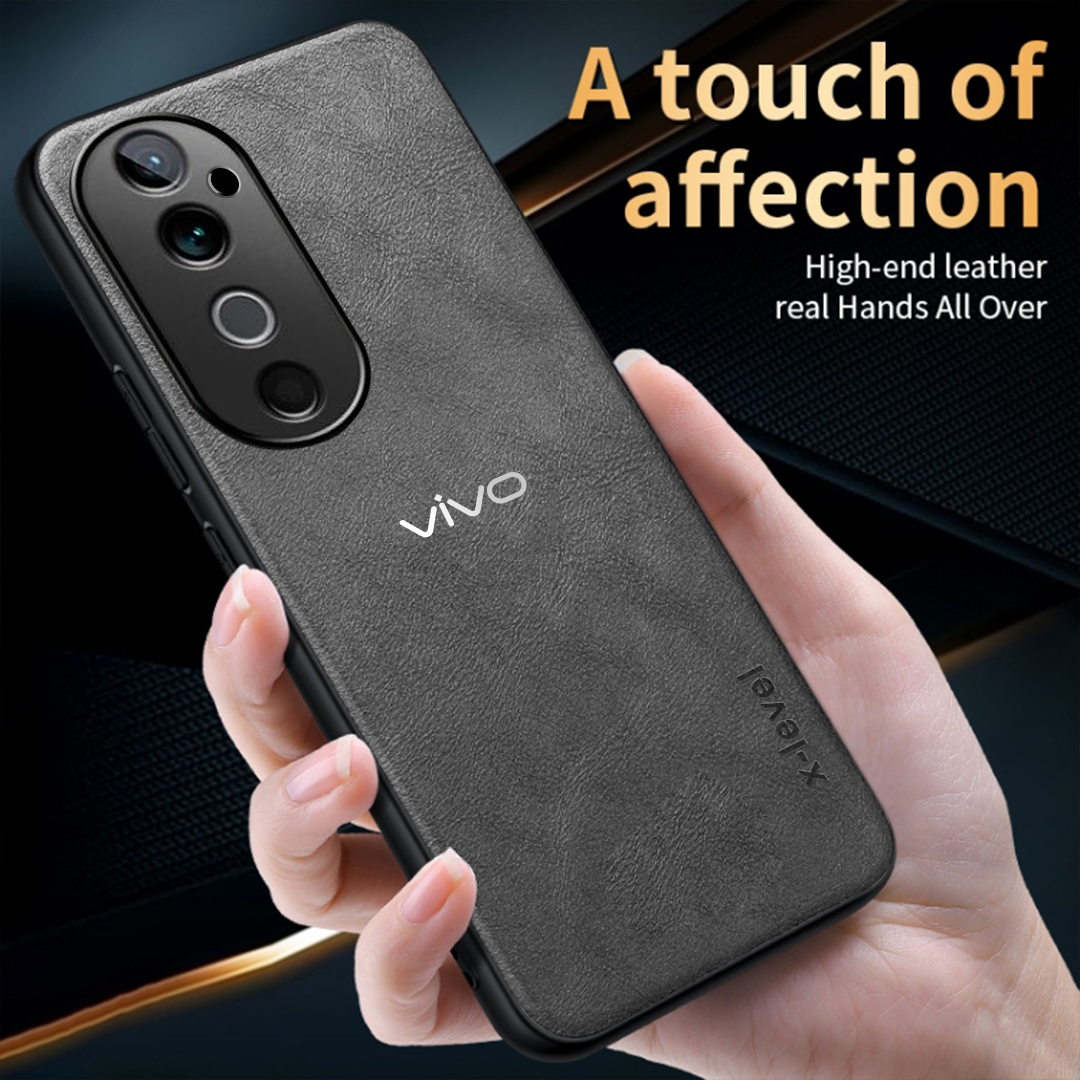 VIVO V40 5G Business Style PU LEATHER PROTECTIVE BACK CASE WITH CAMERA PROTECTION