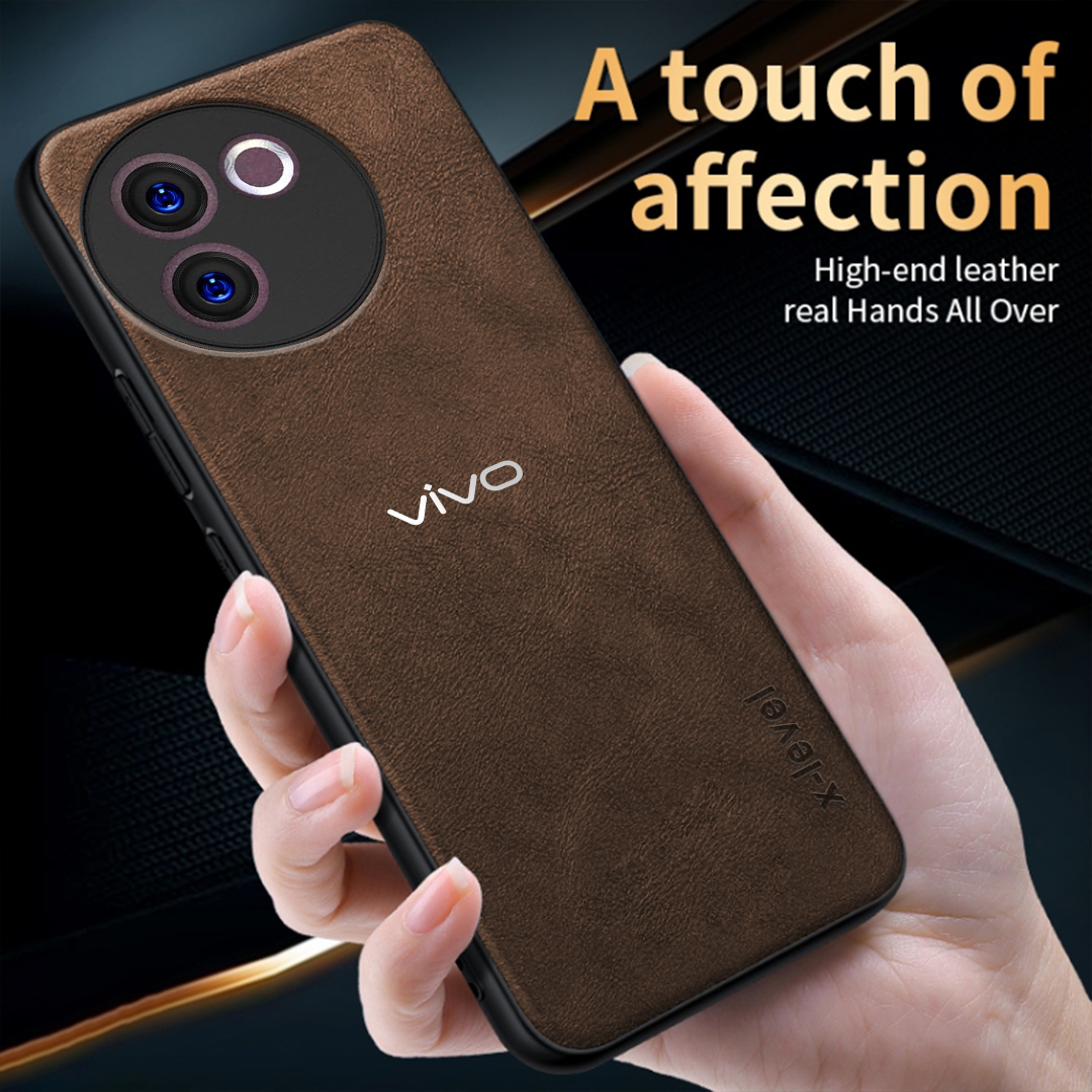 VIVO V30E 5G Business Style PU LEATHER PROTECTIVE BACK CASE WITH CAMERA PROTECTION