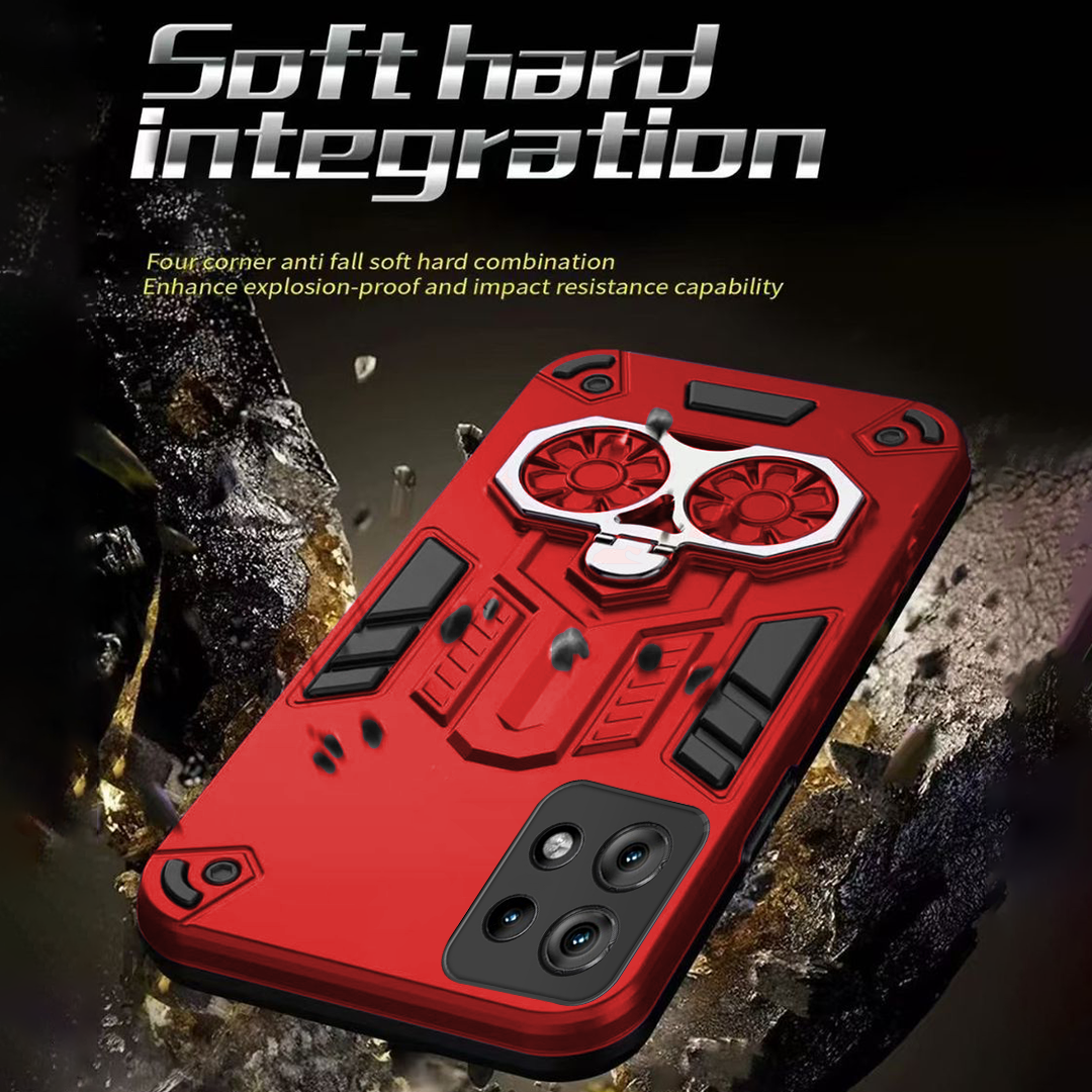 Motorola Edge 50 Neo 5G Armor knight Series Camera Protection 2 in 1 Shockproof Phone Cover with Kickstand