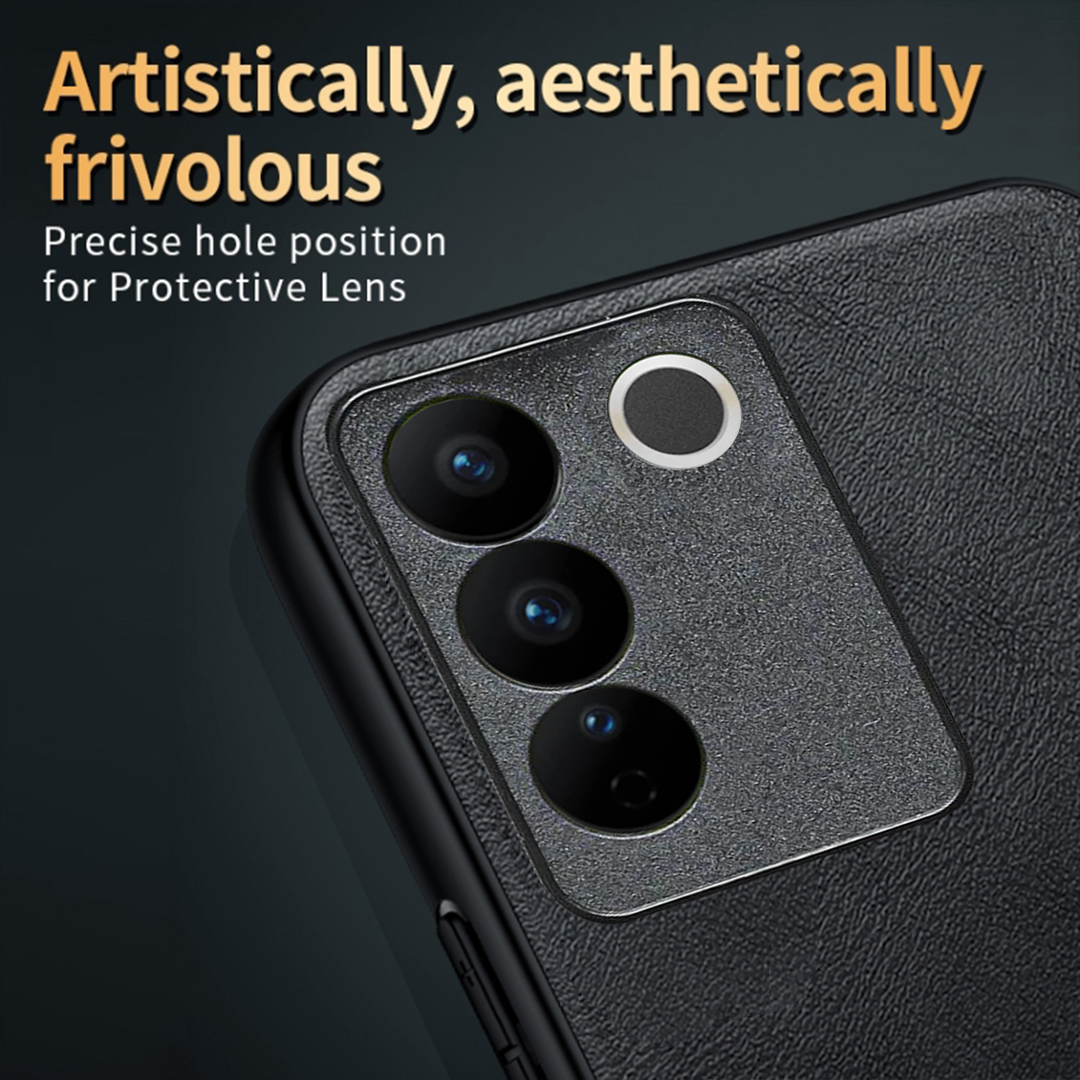 VIVO Y200 5G Business Style PU LEATHER PROTECTIVE BACK CASE WITH CAMERA PROTECTION