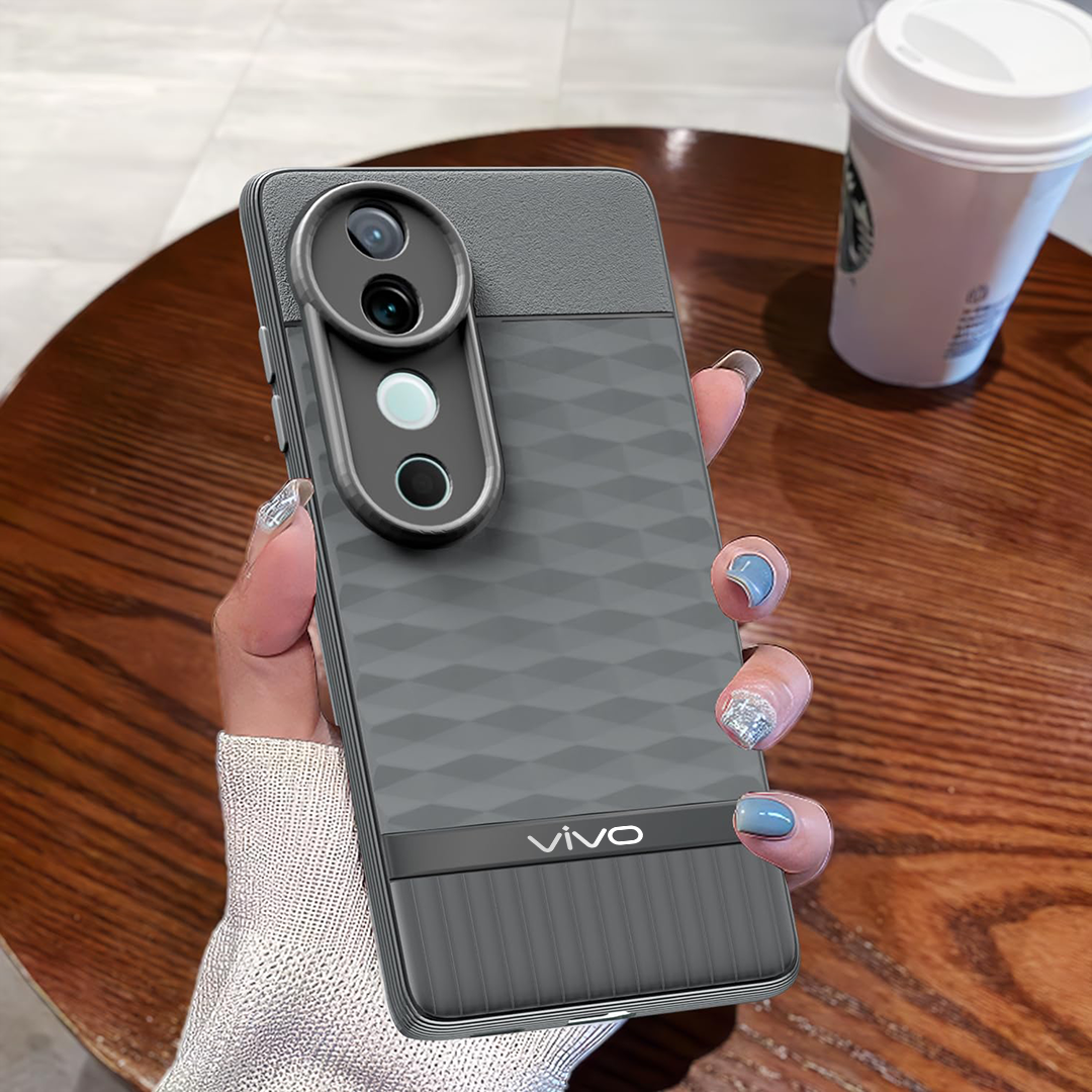 VIVO V40 5G 3D Hexa Cube Design Drop Protection | Camera Protection  TPU Back Case