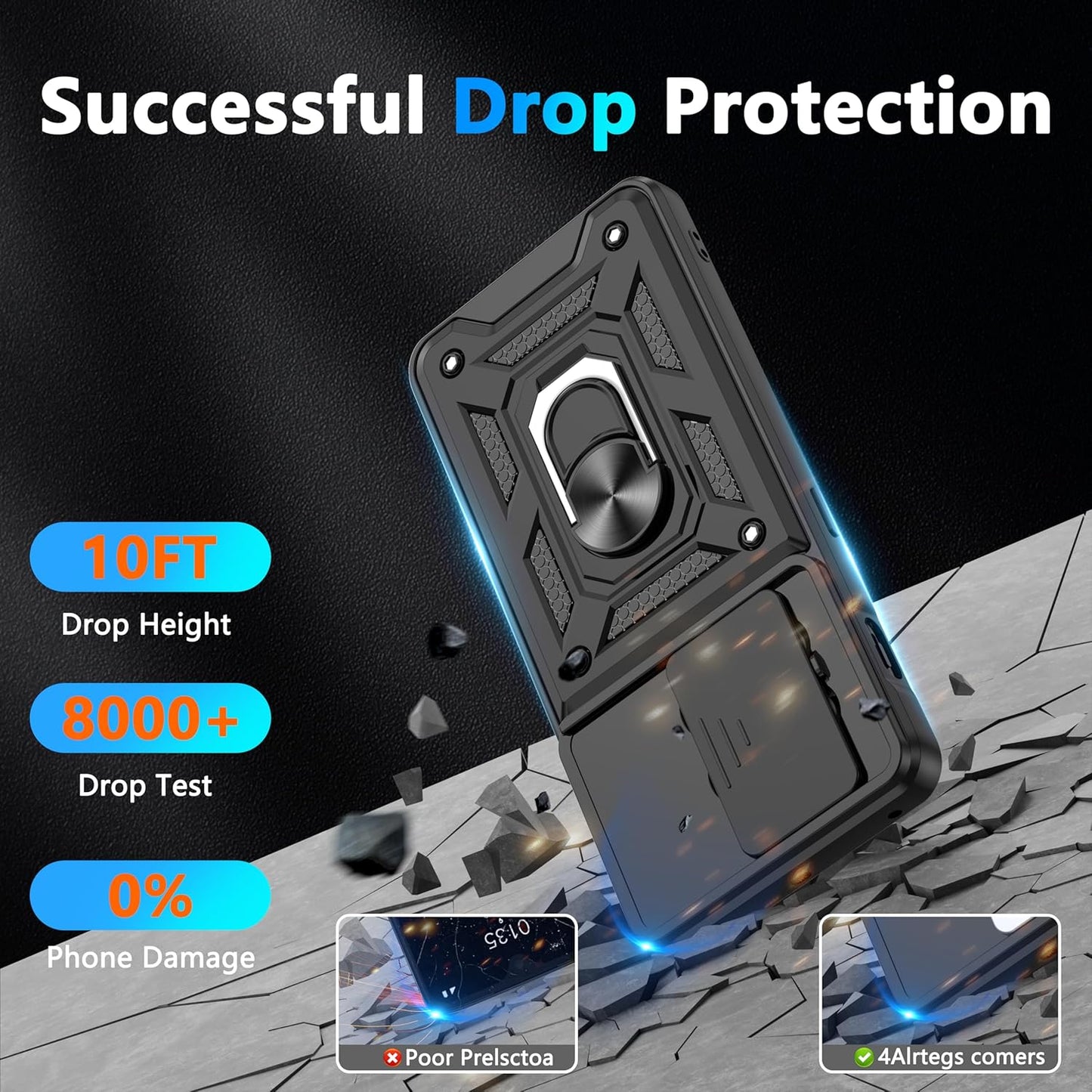 MOTOROLA EDGE 50 PRO 5G Armor Military-grade Case With Sliding Camera Cover & 360 Kickstand